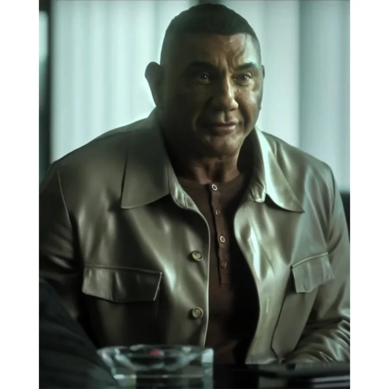 The Killer’s Game 2024 Dave Bautista Grey Leather Jacket