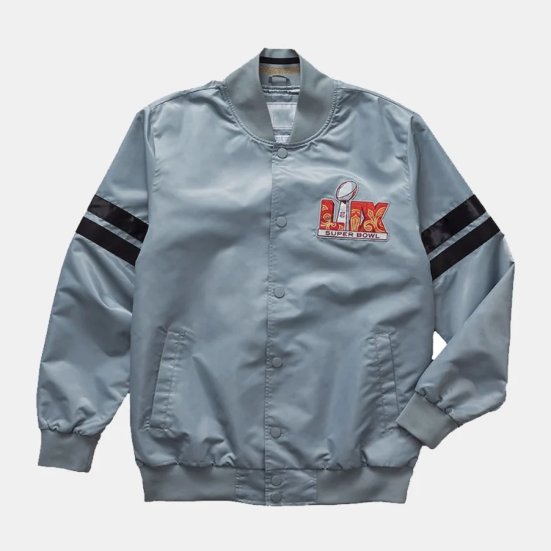 Roc Nation Grey Super Bowl LIX Full-Snap Satin Jacket