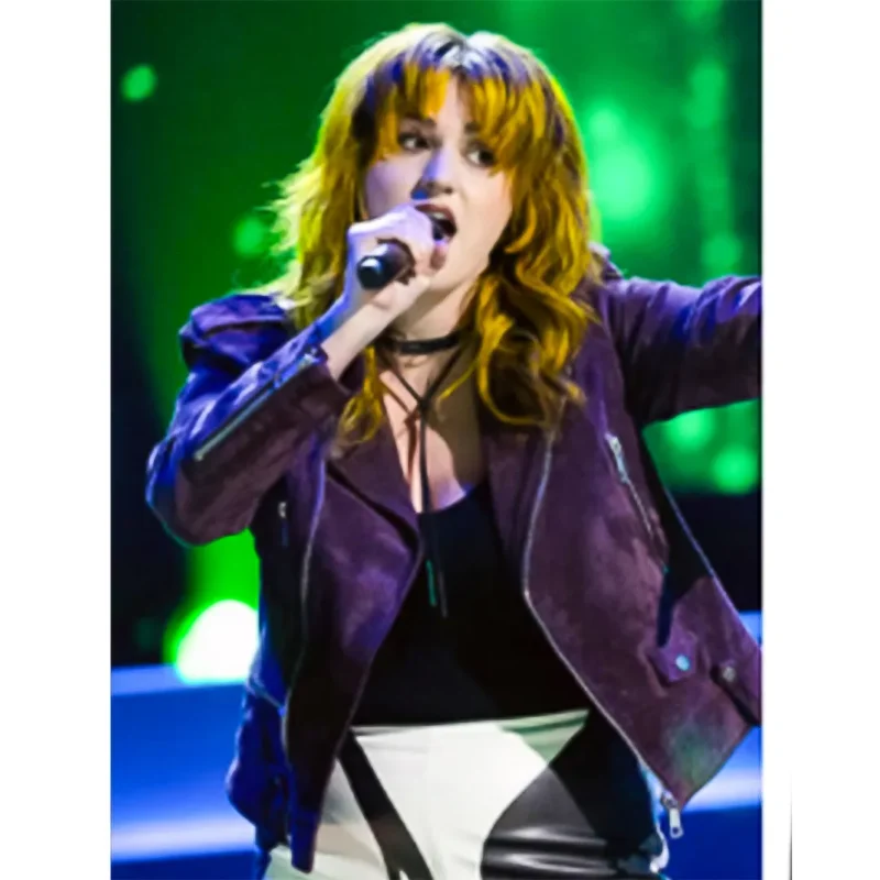 The Voice S27 Carmela Purple Suede Moto Jacket