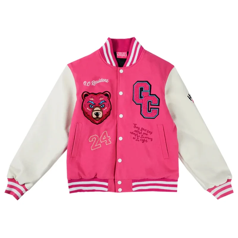 Pink Gag City Varsity Jacket