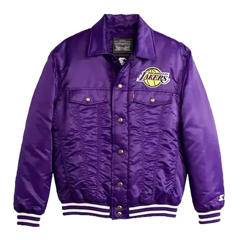 Los Angeles Lakers Satin Tab Trucker Jacket