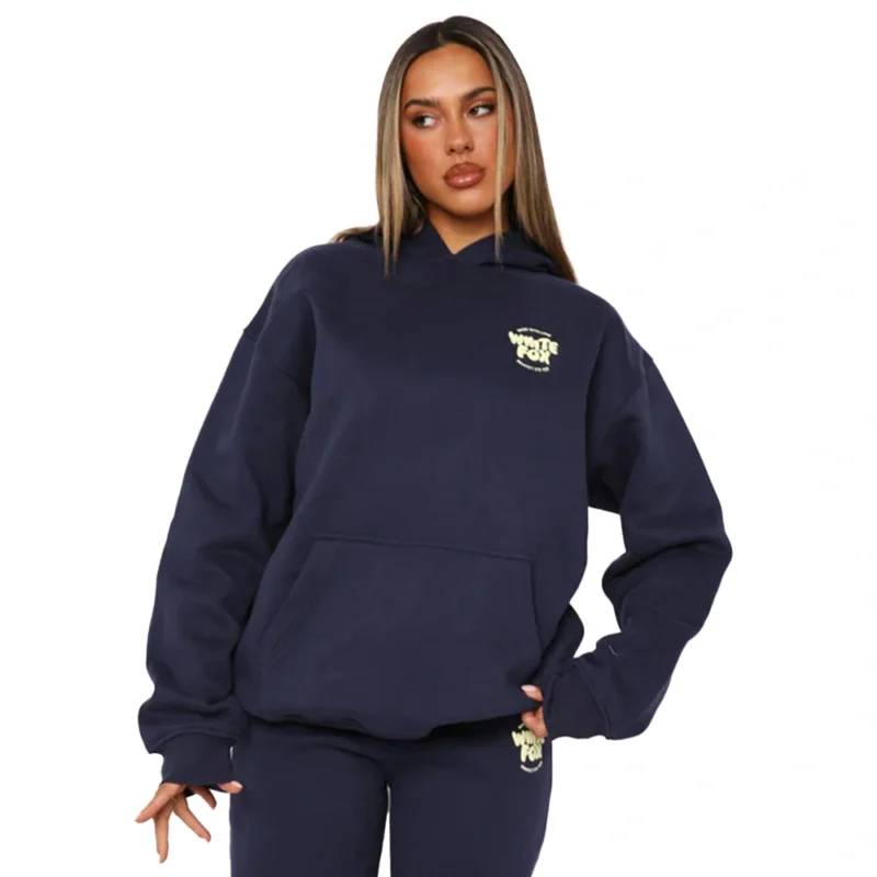 Made With Love For You Oversized Navy Blue Hoodie