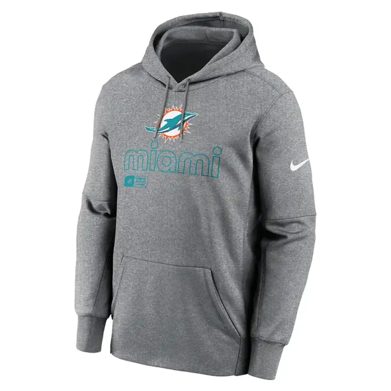 Miami Dolphins Grey Therma Pullover Hoodie