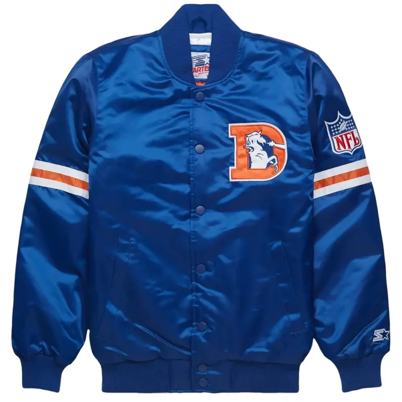 Ohio Denver Broncos Blue Satin Varsity Jacket