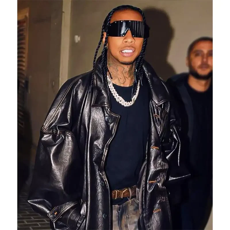 Tyga American Rapper Leather Coat
