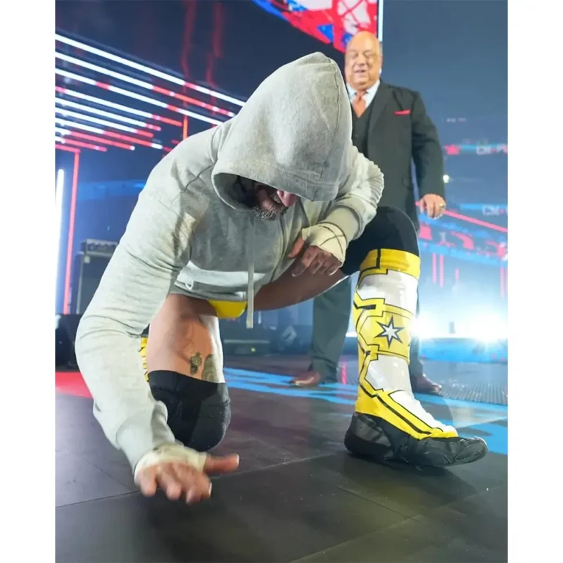 CM Punk WrestleMania 41 white hooded jacket