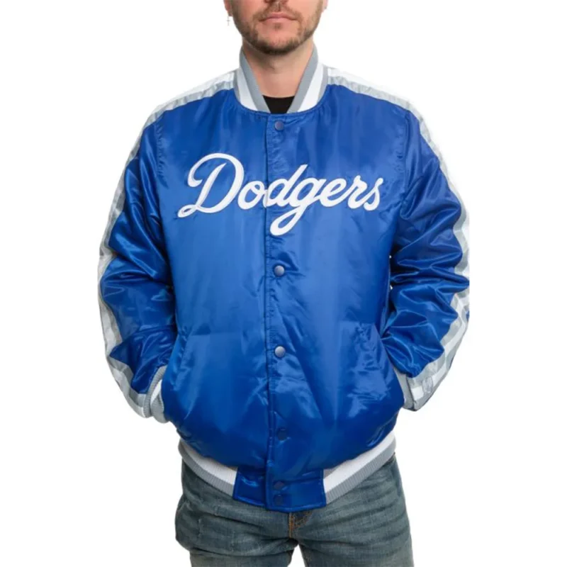 LA Dodgers Blue Satin Varsity Jacket