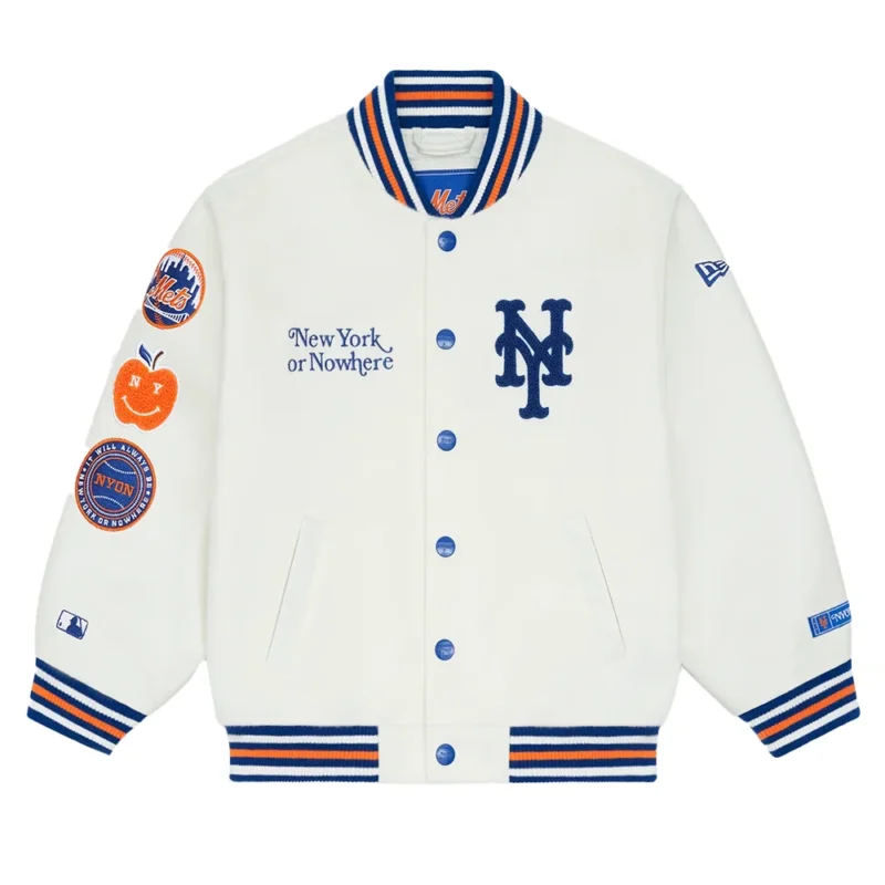 Nowhere Nyon or New York x Mets Motto Varsity Jacket