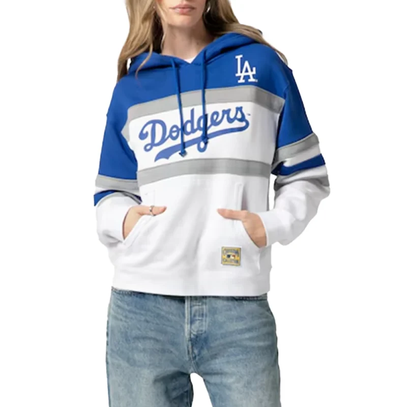 White LA Dodgers Head Coach Pullover Hoodie