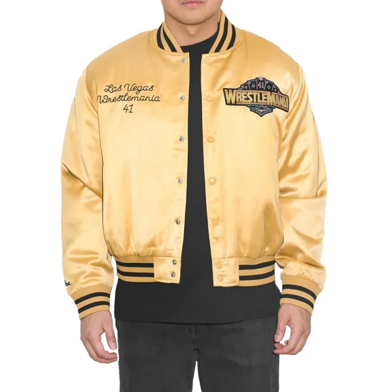 WWE WrestleMania 41 Gold Satin Jacket
