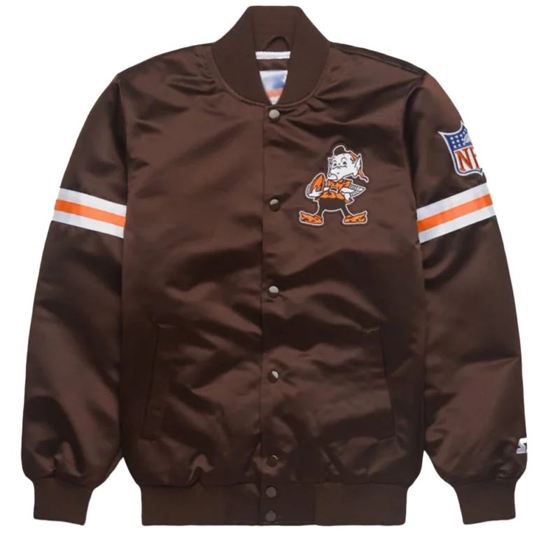 Cleveland Starter Satin Varsity Brown Jacket