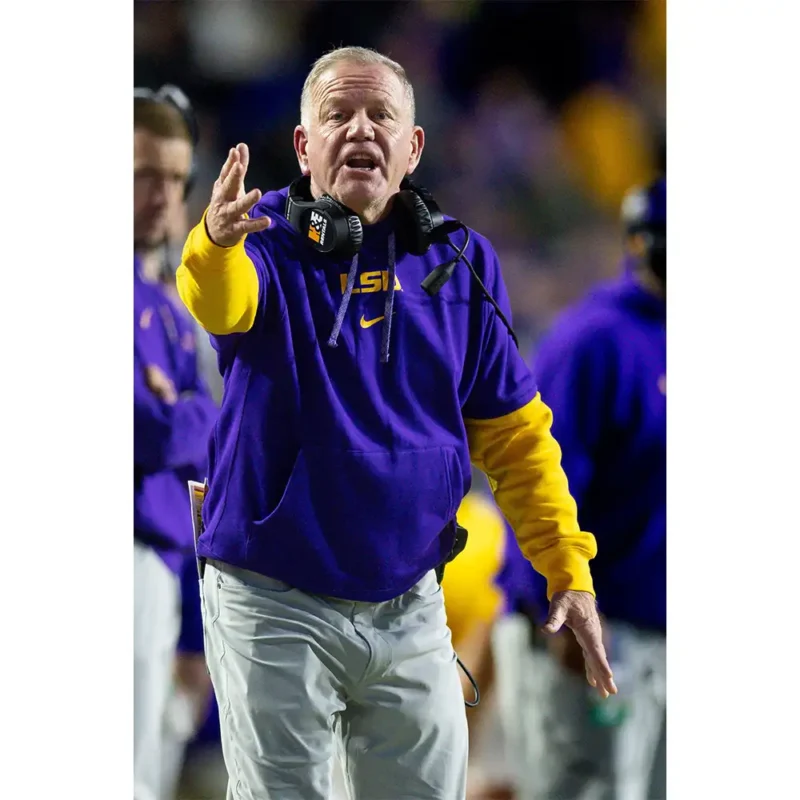 Brian Kelly LSU purple/yellow Hoodie