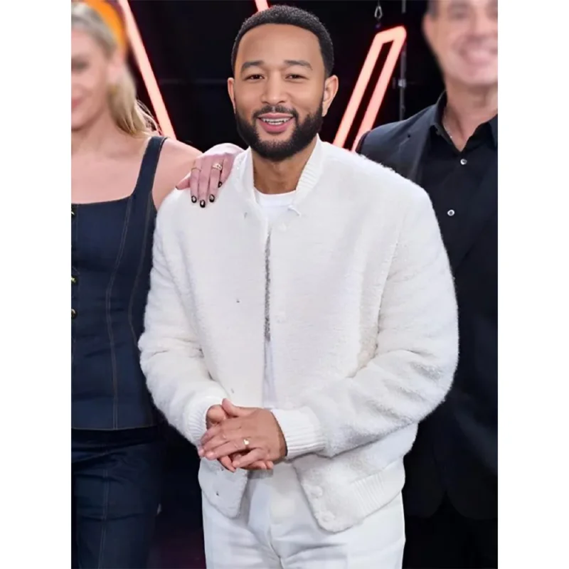 John Legend The Voice S27 White Bomber Jacket