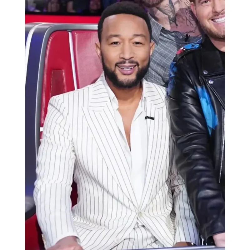 The Voice S27 John Legend White Striped Suit
