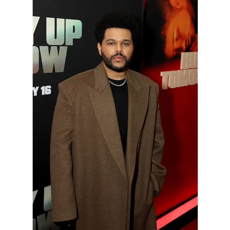 The Weeknd NY Premiere Hurry Up Tomorrow Brown Coat