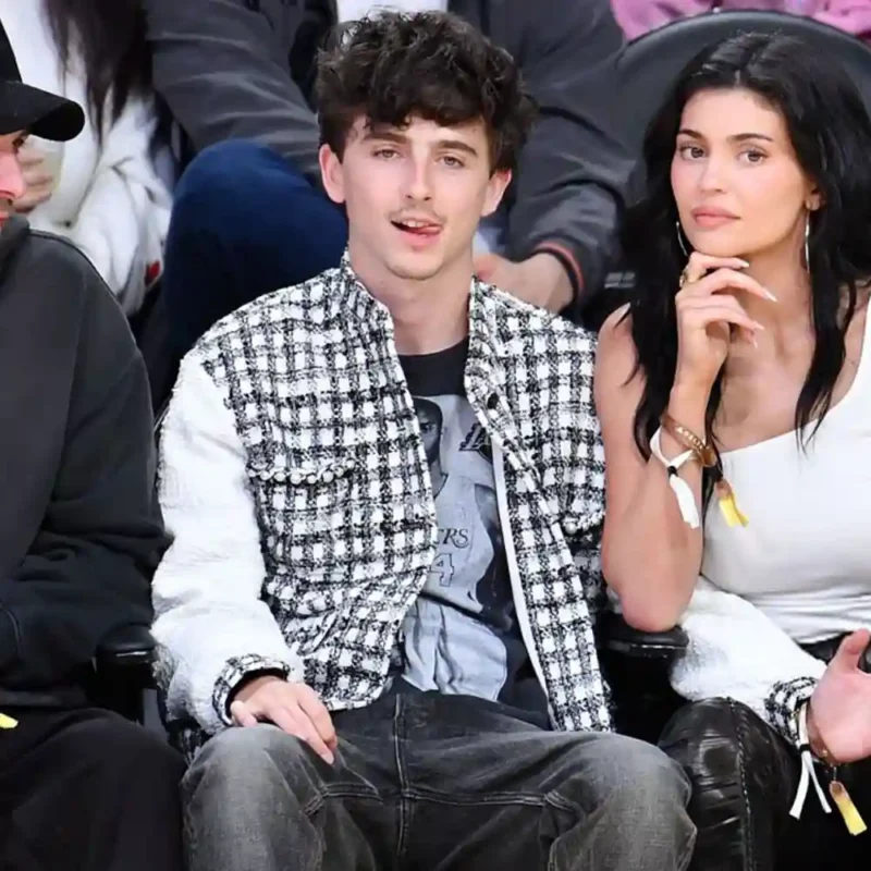 Timothee Chalamet LA Lakers Game White Tweed Jacket
