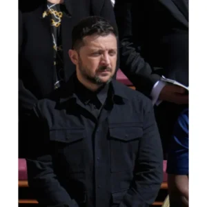 Francis Funeral Zelensky Pope Black Military Style Jacket