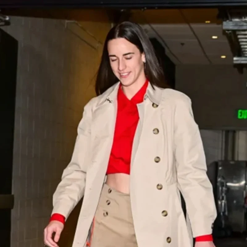 Caitlin Clark Twill Tailored Trench Coat