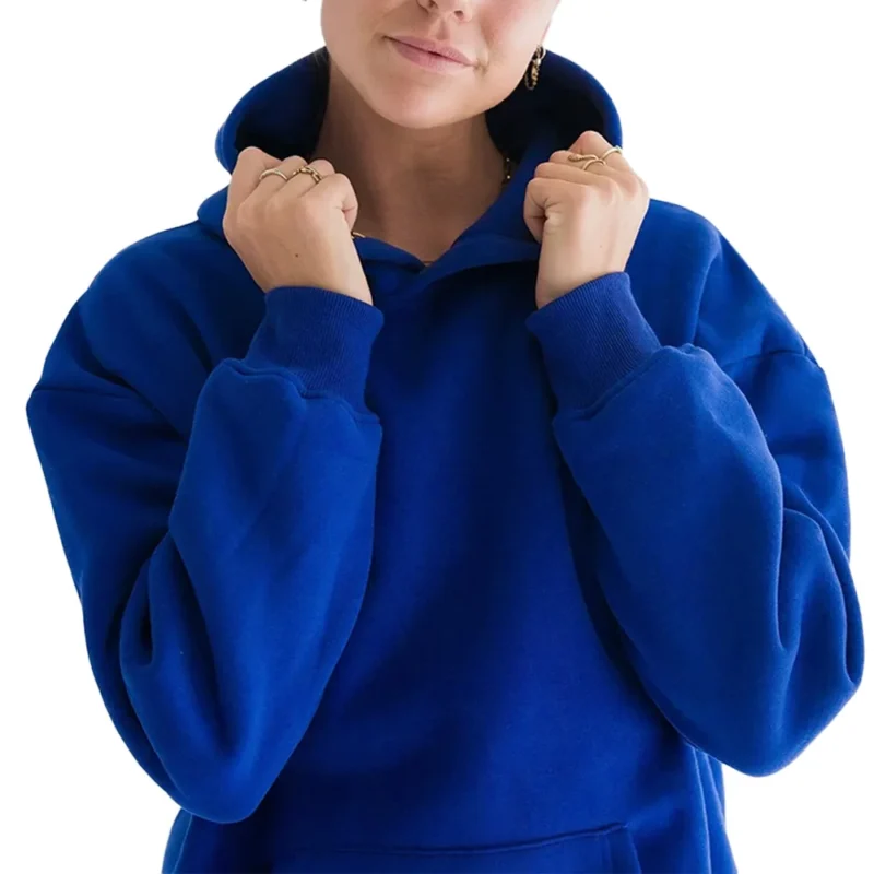 Pink Palm Puff Hibiscus Oceanic Blue Hoodie