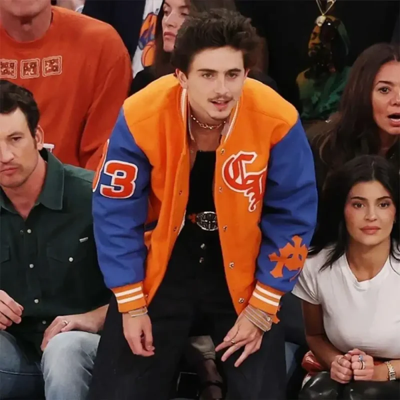Timothee Chalamet Knicks Game Varsity Jacket