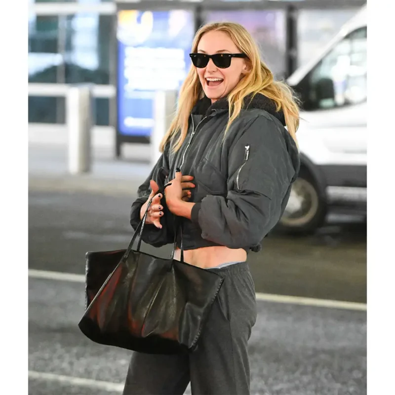 Ssophie Turner Grey Bomber Jacket