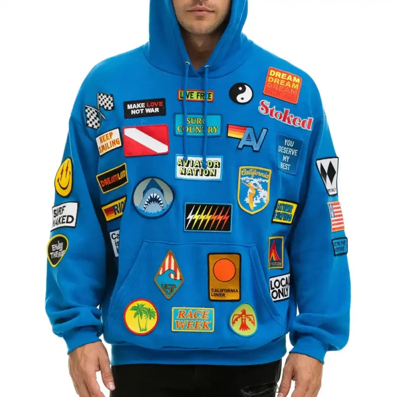 And Just Like That Alexa Swinton Blue Patch Hoodie