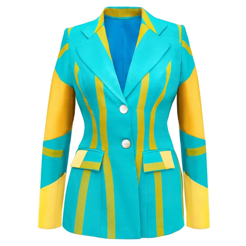 And Just Like That S03 Nicole Ari Parker Blue & Yellow Blazer