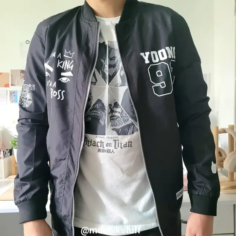 BTS Agust D Suga Yoongi Bomber Jacket by mochikstuff